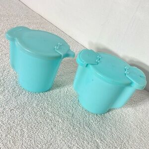 Vintage Tupperware Turquoise Creamer & Sugar Cream Keeper & Sugar Keeper